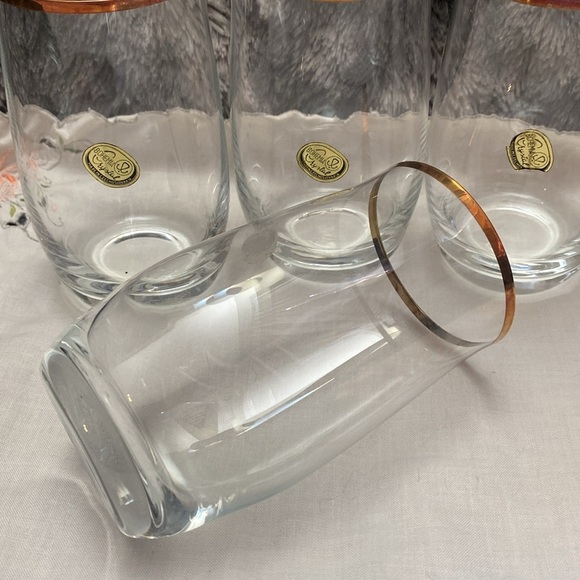 1980 Bohemian Crysalex Geneva old Fashion Gold Rim Whiskey High Ball Glasses. - Picture 6 of 16